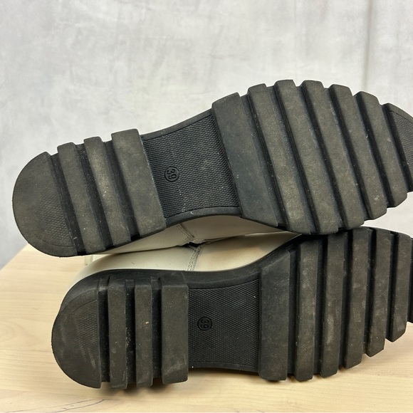 ATELIERS Leather Lug Sole Front Zip Combat‎ Military Boots Women's 9/39 White - Picture 6 of 7